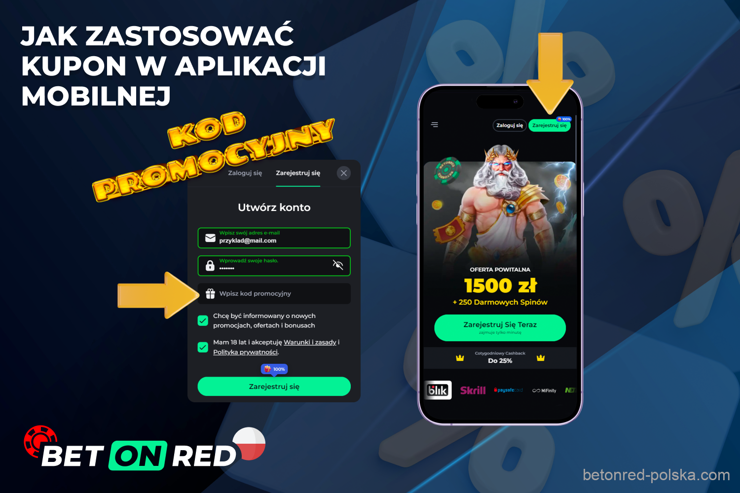 Nowi użytkownicy Betonred z Polski mogą aktywować kod promocyjny za pośrednictwem aplikacji mobilnej